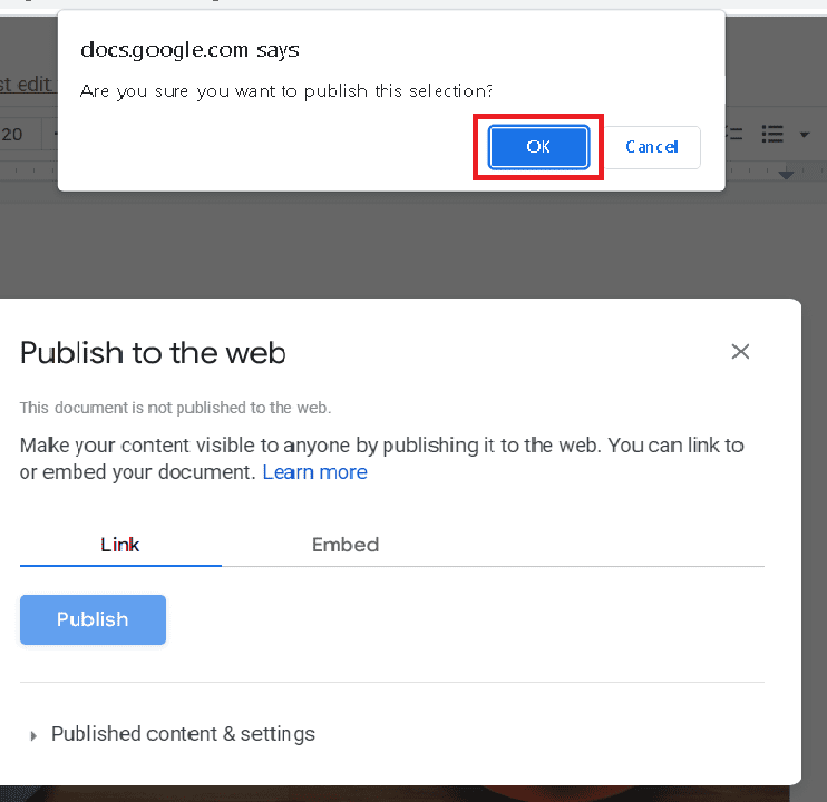 Verify publish to Web